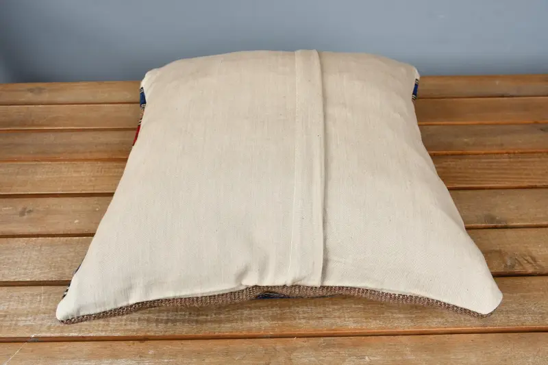 Aztec Pillow Case, Cushion Cover, 14x14 Blue Pillow Case, Aesthetic Pillow, Interior Designer Pillow, Vintage Kilim Throw Pillow, Home Decor Pillow - 5