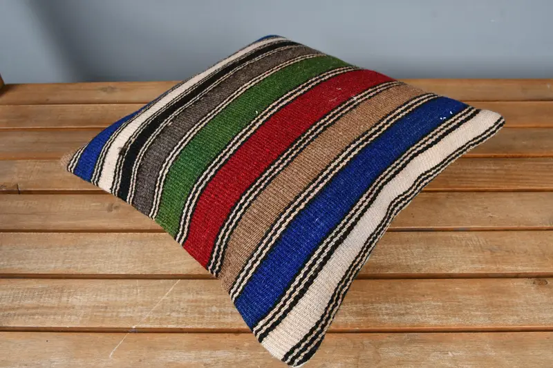 Aztec Pillow Case, Cushion Cover, 14x14 Blue Pillow Case, Aesthetic Pillow, Interior Designer Pillow, Vintage Kilim Throw Pillow, Home Decor Pillow - 2