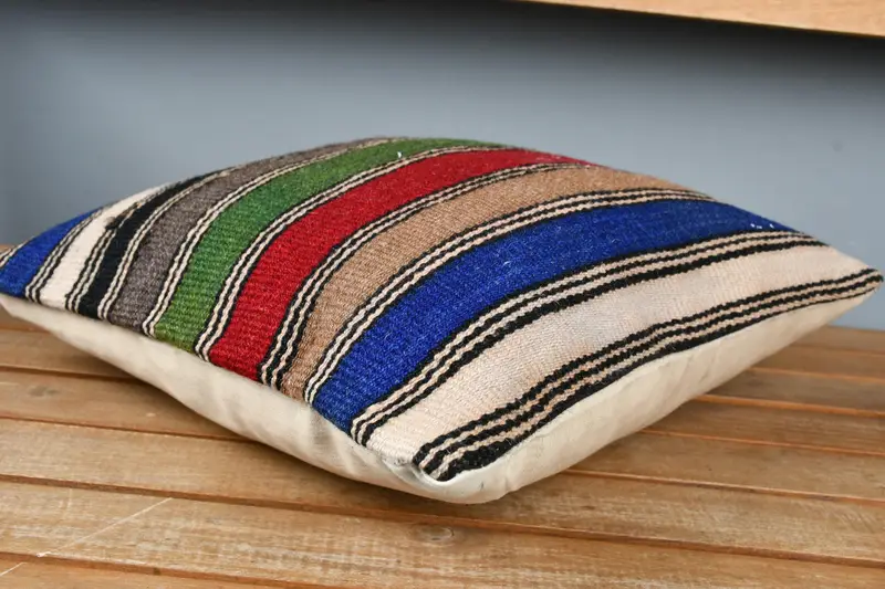 Aztec Pillow Case, Cushion Cover, 14x14 Blue Pillow Case, Aesthetic Pillow, Interior Designer Pillow, Vintage Kilim Throw Pillow, Home Decor Pillow - 4