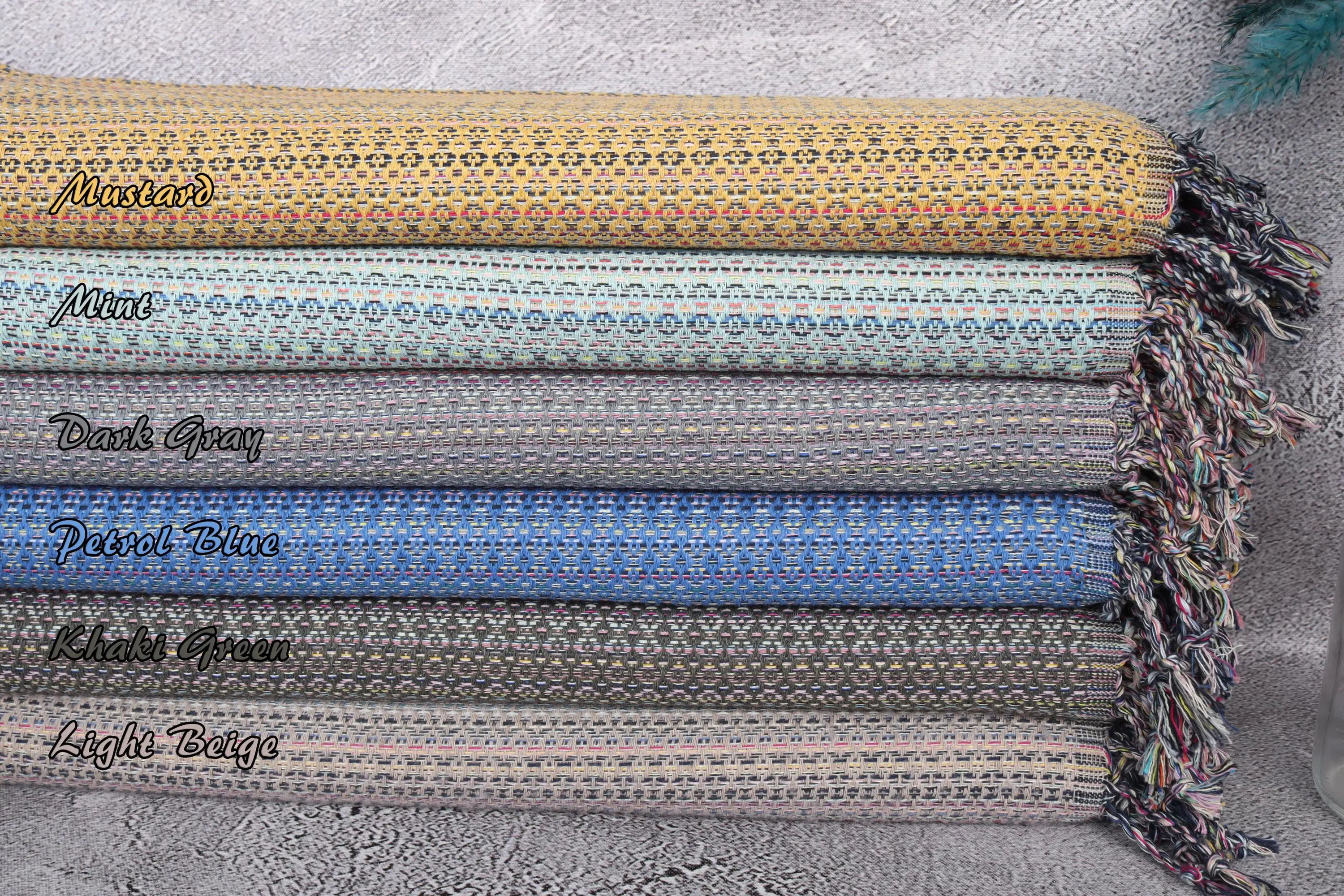 Bath Towel Organic Cotton Diamond Pattern Beige, 40x71 Inches - 1
