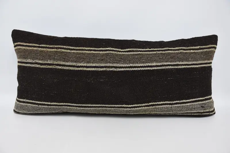 Striped Throw Gift Pillow Case, Rectangle 40x90 cm Brown Cushion - 1