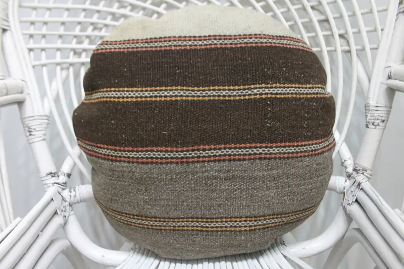 Handgefertigter bestickter Kissenbezug, gestreiftes Vintage-Wurfkissen