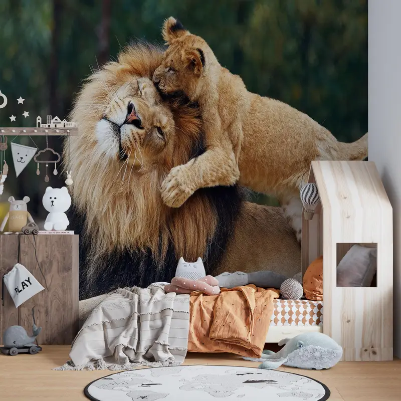 Raumwanddekoration, Tierwand, abnehmbares Tapeten, Löwenpapierhandwerk, wildes Tierpapier, Farmwandplakat, 3D -Wandbild, 3D -Wandbild, - 7