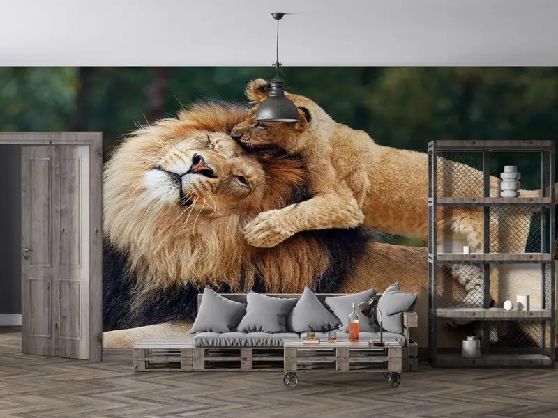 Raumwanddekoration, Tierwand, abnehmbares Tapeten, Löwenpapierhandwerk, wildes Tierpapier, Farmwandplakat, 3D -Wandbild, 3D -Wandbild, - 3