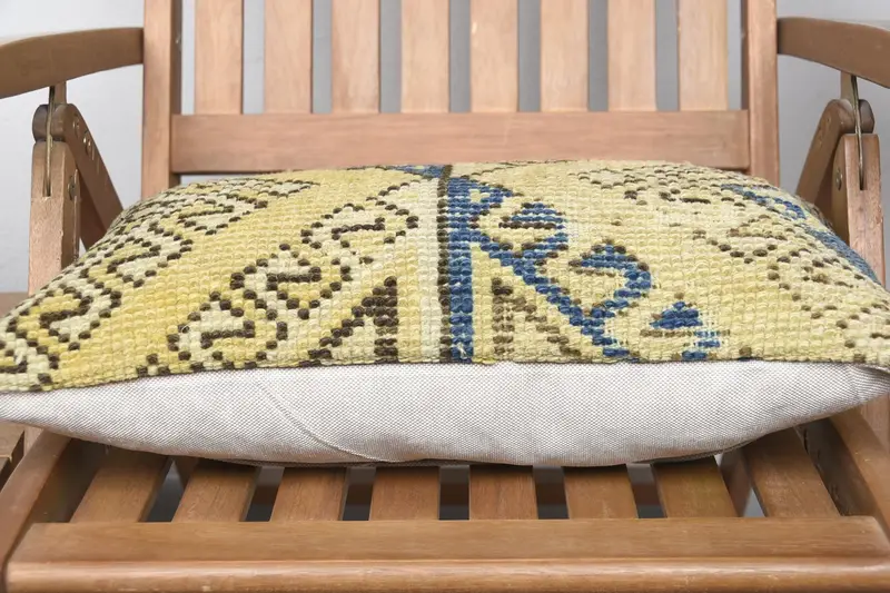 Tapestry Cushion Case, Pattern Throw Pillow Cover, Kilim Cushion Sham, Pillow for Couch, Pillow Case, Kilim Pillow, 12x20 Yellow Pillow Case - 5