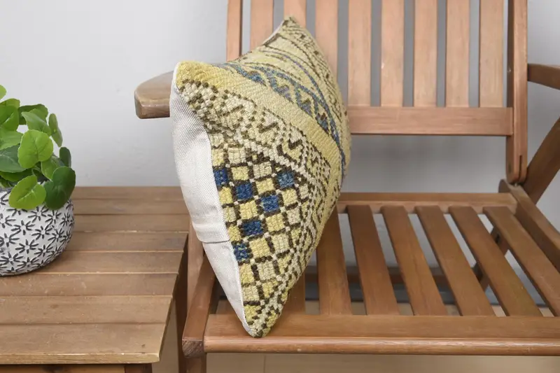 Tapestry Cushion Case, Pattern Throw Pillow Cover, Kilim Cushion Sham, Pillow for Couch, Pillow Case, Kilim Pillow, 12x20 Yellow Pillow Case - 2