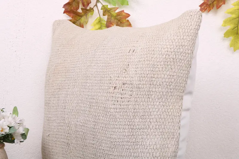 Vintage Kilim Throw Pillow, Aztec Cushion Cover, Kilim Pillow Cover, 18x18 White Cushion Cover, Pillow Sham, Ethnical Kilim Rug Pillow - 5