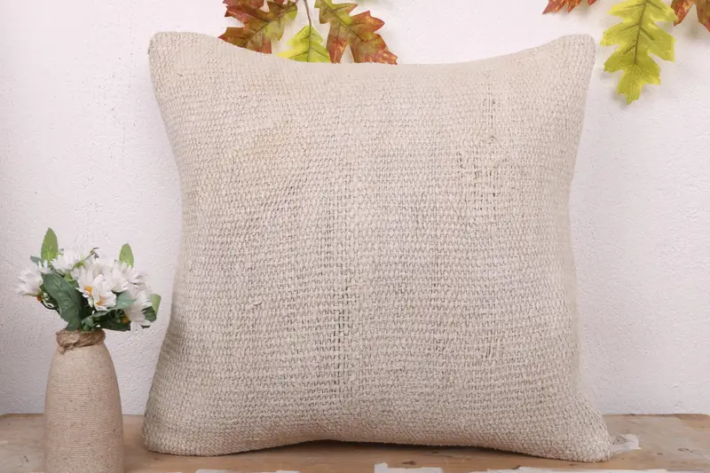 Vintage Kilim Throw Pillow, Aztec Cushion Cover, Kilim Pillow Cover, 18x18 White Cushion Cover, Pillow Sham, Ethnical Kilim Rug Pillow - 2