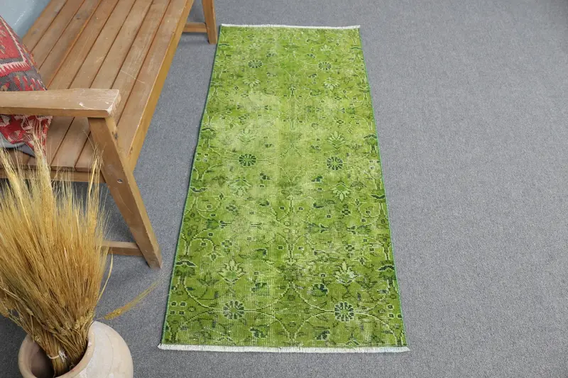 Green Southwestern Rug, 2,2x5,2 ft Chic Decor