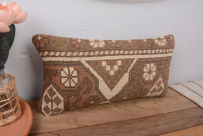 Braun & Beige Southwestern Kissen, 10x20 handgemachtes Wurfkissen