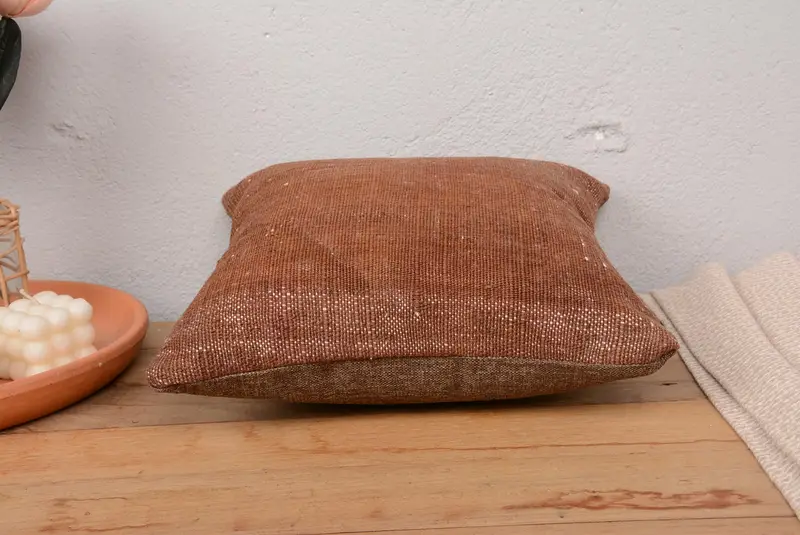 14x14 Brown Pillow Sham, Vintage Kilim Pillow, Colorful Pillow Cover, Kilim Cushion Sham, Cushion, Vintage Kilim Throw Pillow - 5