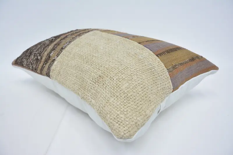 Pillow Case, 16x24 Beige Pillow Case, Kilim Pillow, Gift Pillow, Ottoman Cushion, Boho Chic Pillow Case, Ethnical Kilim Rug Pillow - 6