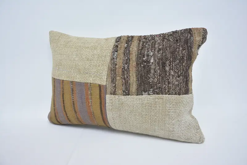 Pillow Case, 16x24 Beige Pillow Case, Kilim Pillow, Gift Pillow, Ottoman Cushion, Boho Chic Pillow Case, Ethnical Kilim Rug Pillow - 4