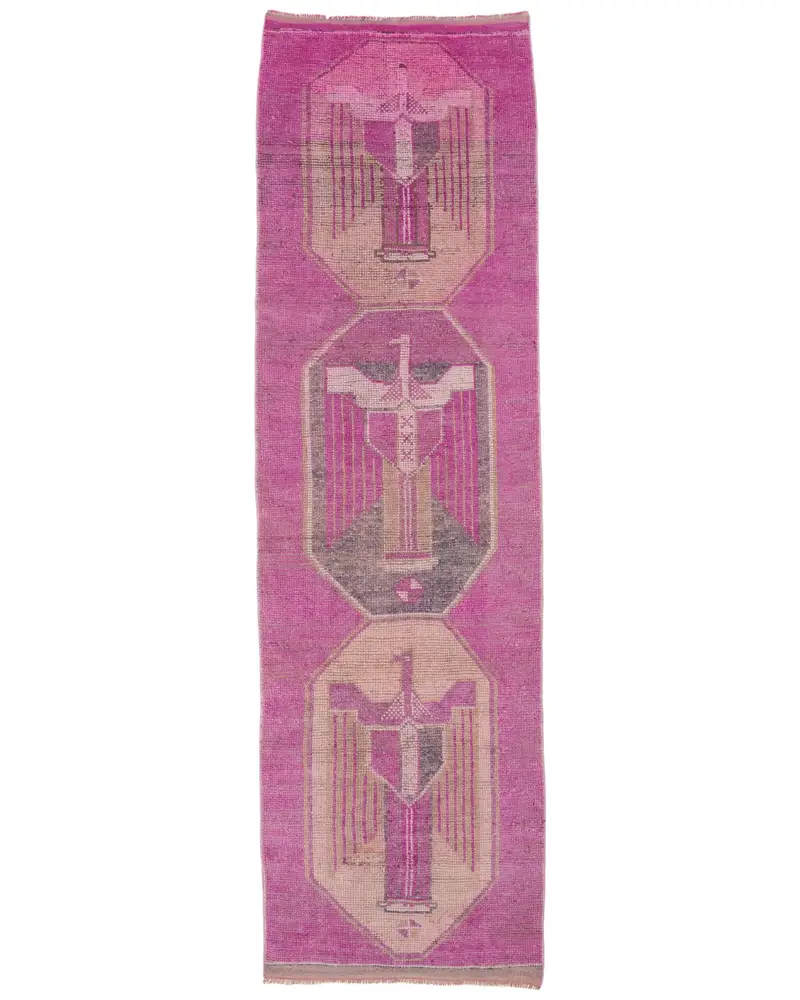Pembe Hayvan Baskılı Halı, 3,2x10,9 ft Şık Dekor