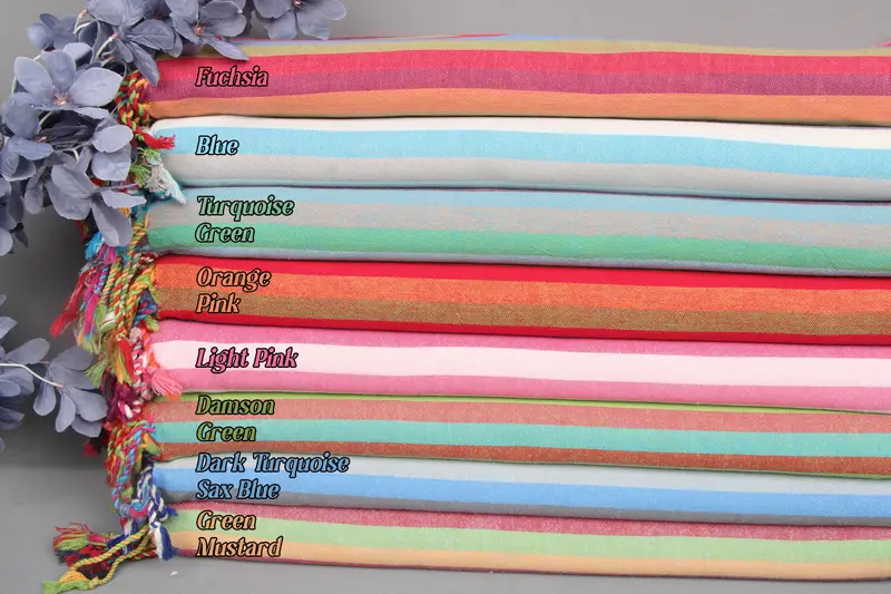 Organic Turkish Cotton Bath Towel Beige Stripes, 36x71 Inches