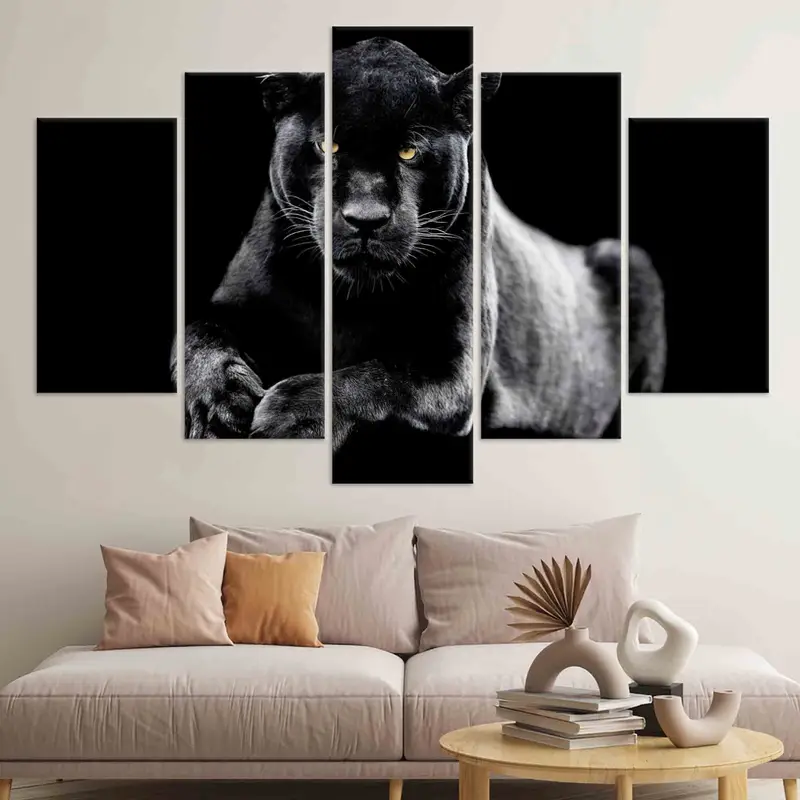 Jaguar Wall Art, Black Cat Poster, Loft Home Decor, Trendy Wall Art, Big Cat Wall Decor, Canvas Wall Art, Man Cave Wall Art, Boy Room Decor, - 1