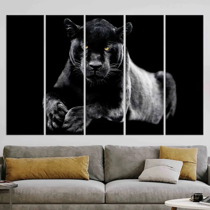 Jaguar Wall Art, Black Cat Poster, Loft Home Decor, Trendy Wall Art, Big Cat Wall Decor, Canvas Wall Art, Man Cave Wall Art, Boy Room Decor, - 10