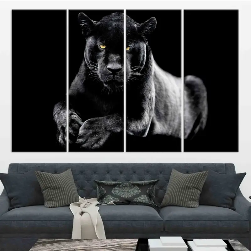 Jaguar Wall Art, Black Cat Poster, Loft Home Decor, Trendy Wall Art, Big Cat Wall Decor, Canvas Wall Art, Man Cave Wall Art, Boy Room Decor, - 8