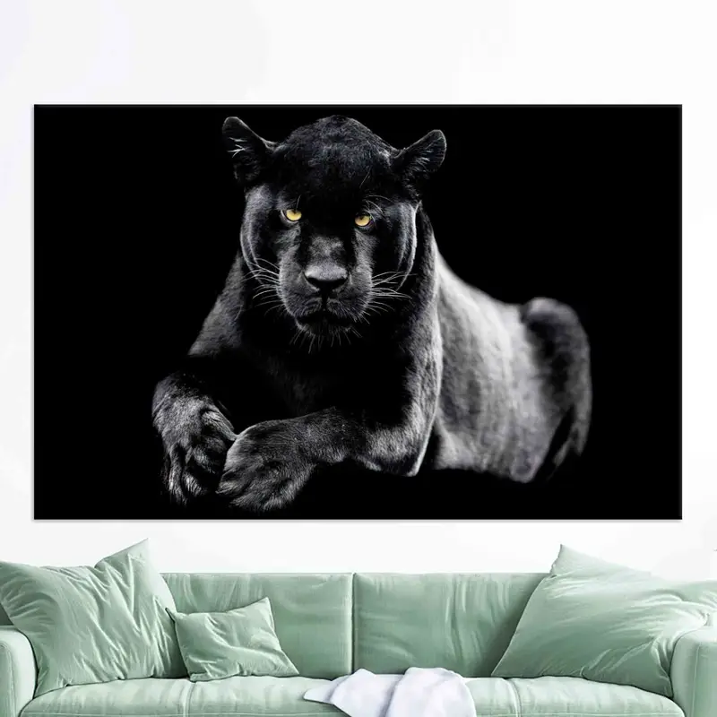 Jaguar Wall Art, Black Cat Poster, Loft Home Decor, Trendy Wall Art, Big Cat Wall Decor, Canvas Wall Art, Man Cave Wall Art, Boy Room Decor, - 7