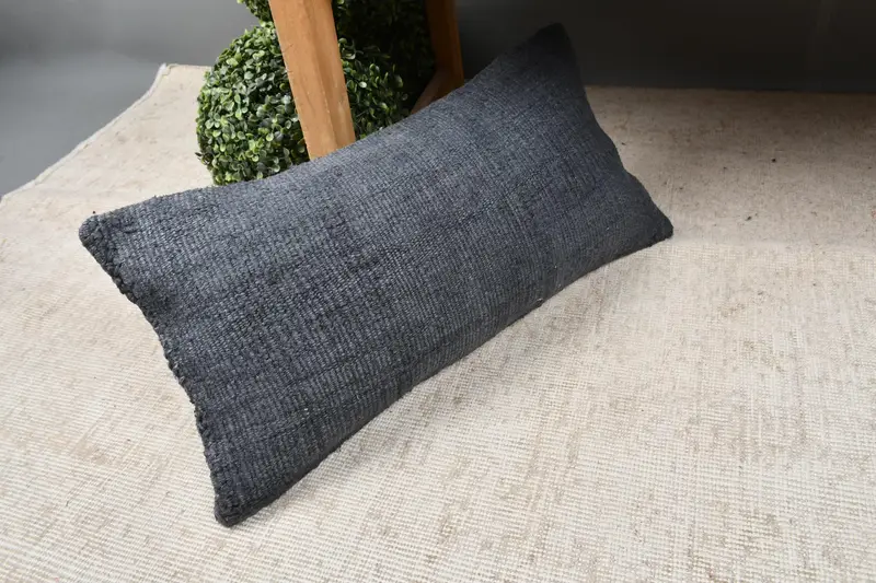 Pillow, Ethnical Kilim Rug Pillow, Lounge Throw Pillow Cover, 12x24 Gray Pillow Cover, Vintage Kilim Throw Pillow, Vintage Pillow - 7