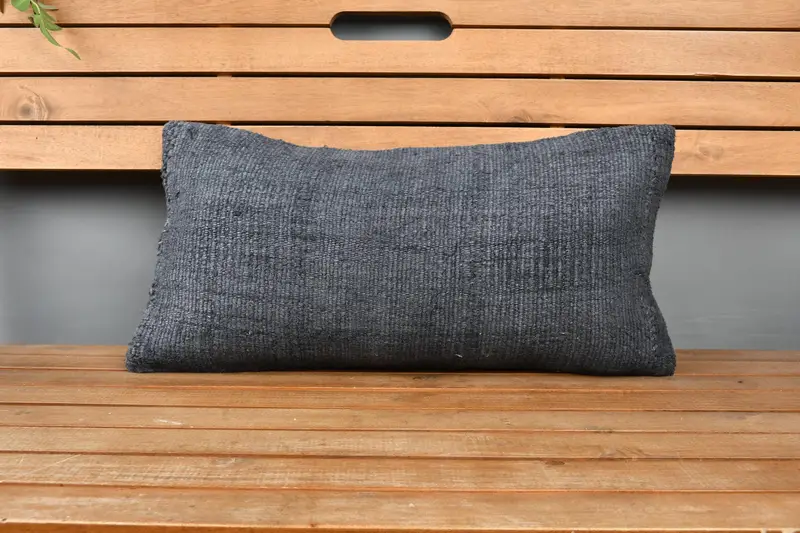 Pillow, Ethnical Kilim Rug Pillow, Lounge Throw Pillow Cover, 12x24 Gray Pillow Cover, Vintage Kilim Throw Pillow, Vintage Pillow - 6