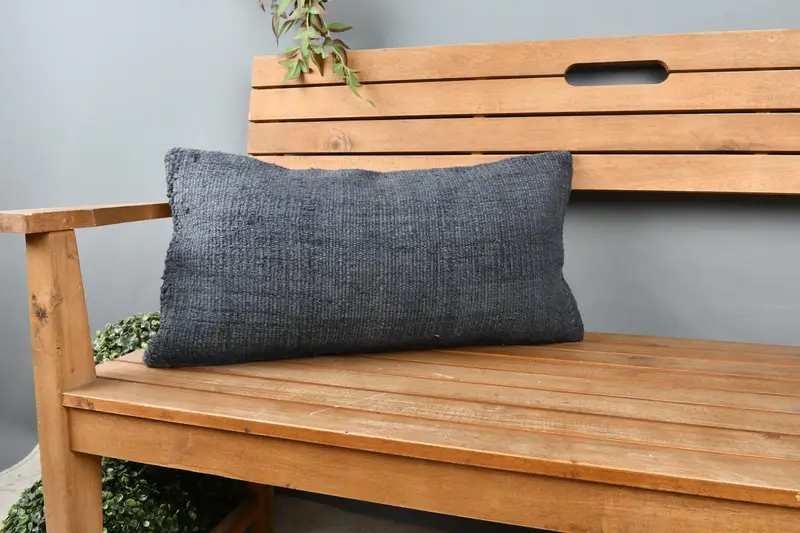 Pillow, Ethnical Kilim Rug Pillow, Lounge Throw Pillow Cover, 12x24 Gray Pillow Cover, Vintage Kilim Throw Pillow, Vintage Pillow - 1