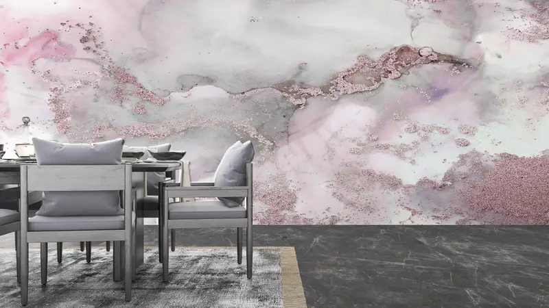 Zarif Baskılı Duvar Kağıdı: Pembe Mermer Lüks Pırıltılı Tasarım