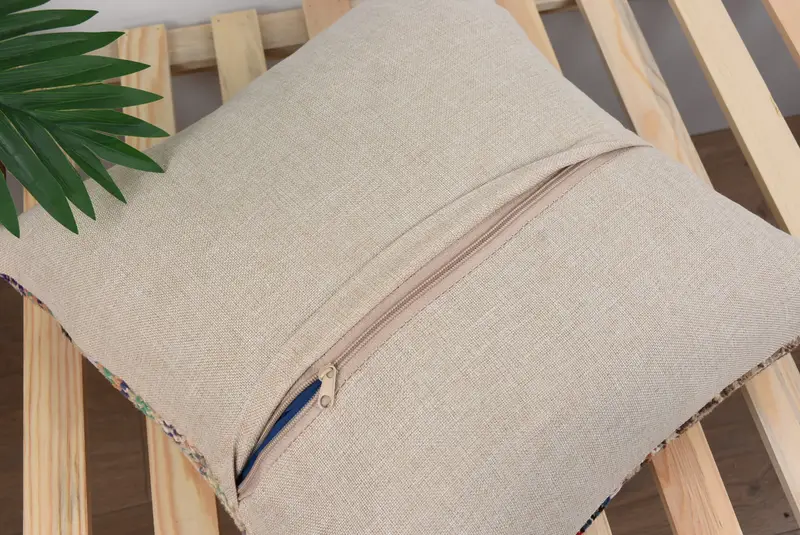 Boho Pillow Sham Cover, Pillow for Sofa, Handmade Pillow Sham, 18x18 Beige Pillow Sham, Pillow Case, Throw Kilim Pillow, Accent Throw Cushion Cover - 8