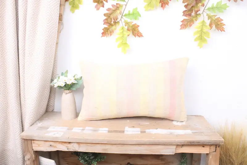 12x20 Yellow Pillow Sham, Kilim Pillow, Crochet Pattern Cushion Case, Kilim Cushion Sham, Garden Cushion Cover, Pillow Cover, Antique Pillows - 1