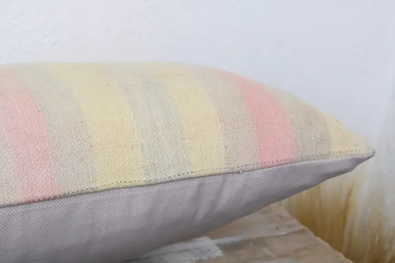 12x20 Yellow Pillow Sham, Kilim Pillow, Crochet Pattern Cushion Case, Kilim Cushion Sham, Garden Cushion Cover, Pillow Cover, Antique Pillows - 6