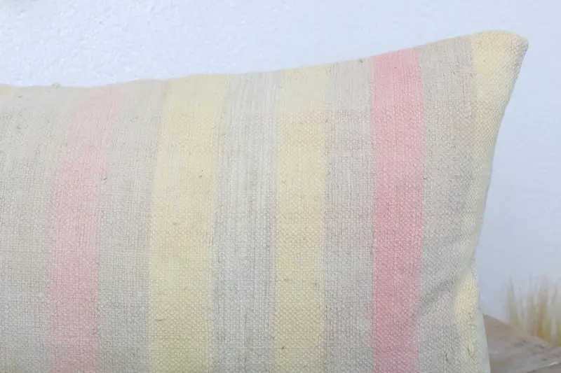 12x20 Yellow Pillow Sham, Kilim Pillow, Crochet Pattern Cushion Case, Kilim Cushion Sham, Garden Cushion Cover, Pillow Cover, Antique Pillows - 5