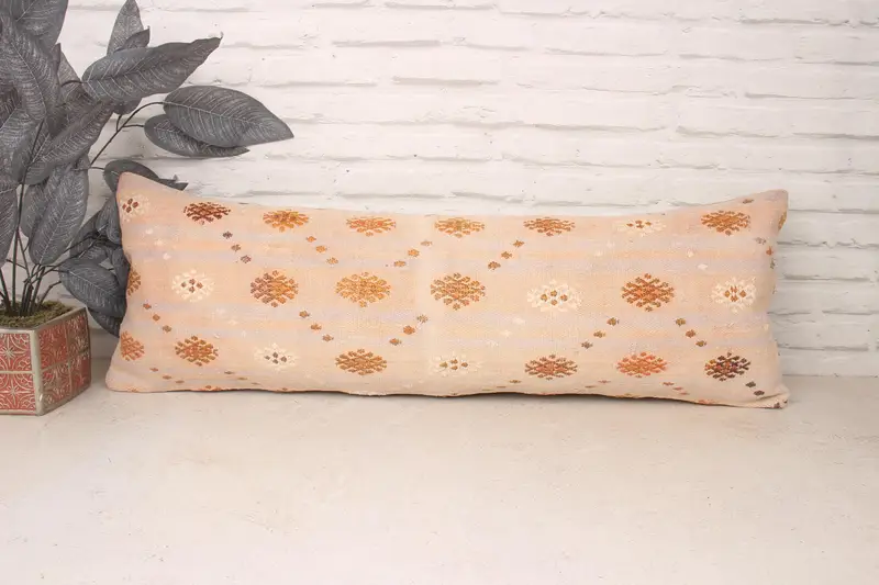 Vintage Kilim Pillow, Luxury Cushion, Pillow Case, Lounge Throw Cushion Case, 12x36 White Pillow, Kilim Cushion Sham, Handmade Kilim Cushion - 1