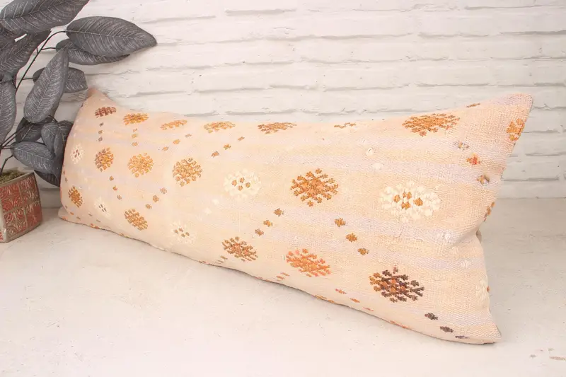 Vintage Kilim Pillow, Luxury Cushion, Pillow Case, Lounge Throw Cushion Case, 12x36 White Pillow, Kilim Cushion Sham, Handmade Kilim Cushion - 4