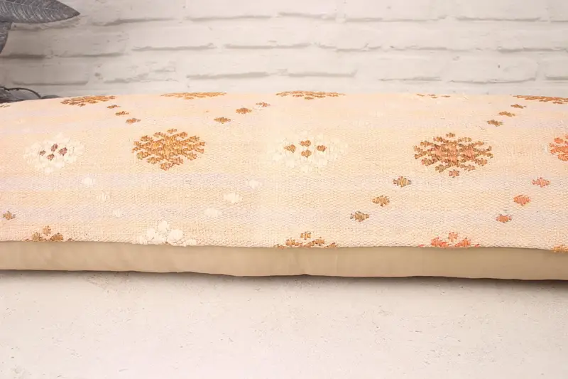 Vintage Kilim Pillow, Luxury Cushion, Pillow Case, Lounge Throw Cushion Case, 12x36 White Pillow, Kilim Cushion Sham, Handmade Kilim Cushion - 5
