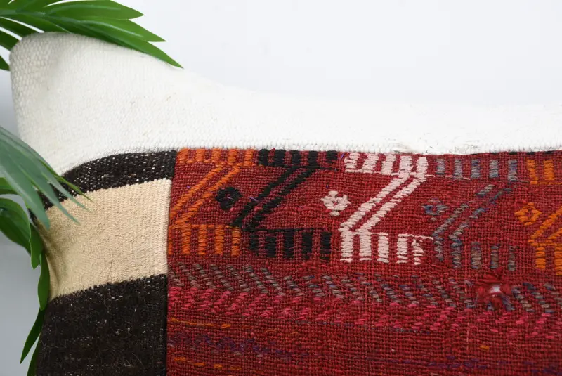 Vintage Throw Cushion Case, Cushion Case, Turkish Kilim Pillow, Vintage Kilim Throw Pillow, 24x24 Red Pillow, Home Decor Pillow - 2