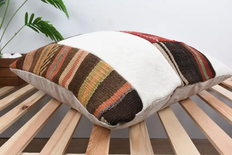 Vintage Throw Cushion Case, Cushion Case, Turkish Kilim Pillow, Vintage Kilim Throw Pillow, 24x24 Red Pillow, Home Decor Pillow - 6