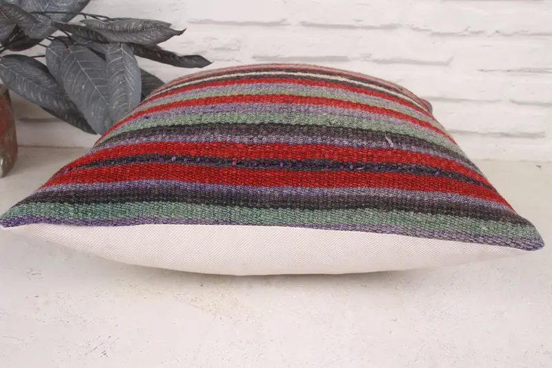 Home Decor Pillow, Throw Kilim Pillow, Gift Pillow, 16x16 Red Cushion, Hippie Throw Cushion Cover, Pillow Cover, Retro Throw Cushion Cover - 5