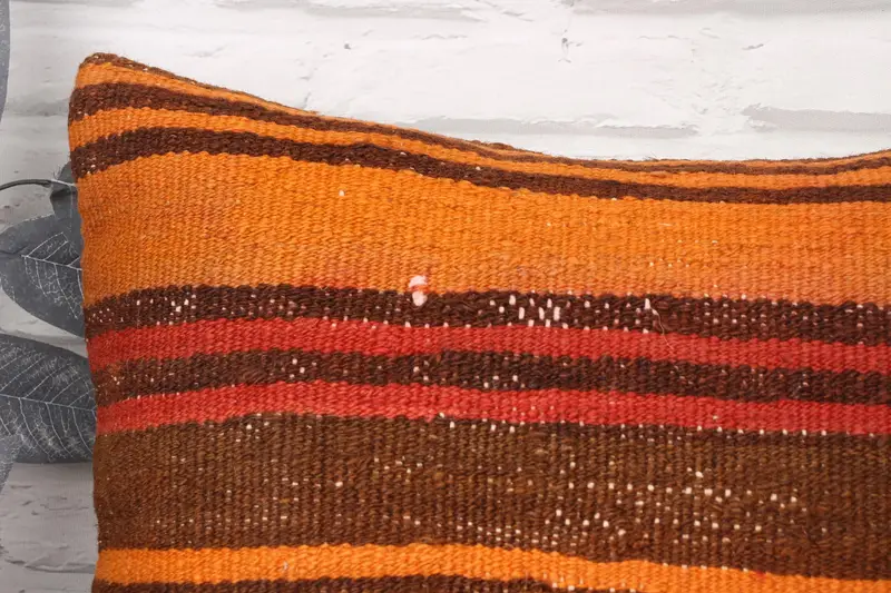 Cushion, Vintage Kilim Pillow, 18x18 Orange Pillow Sham, Anatolian Pillow Case, Designer Throw Pillow Case, Vintage Kilim Throw Pillow, Boho Pillow - 2
