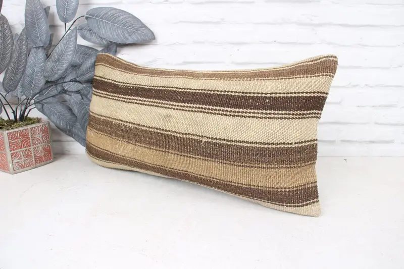Boho Pillow, 12x24 Beige Pillow Sham, Ikat Pillow Cover, Ethnical Kilim Rug Pillow, Pillow Sham, Natural Pillow Case, Gift Pillow - 4
