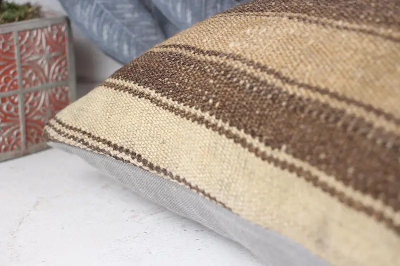 Boho Pillow, 12x24 Beige Pillow Sham, Ikat Pillow Cover, Ethnical Kilim Rug Pillow, Pillow Sham, Natural Pillow Case, Gift Pillow - 7