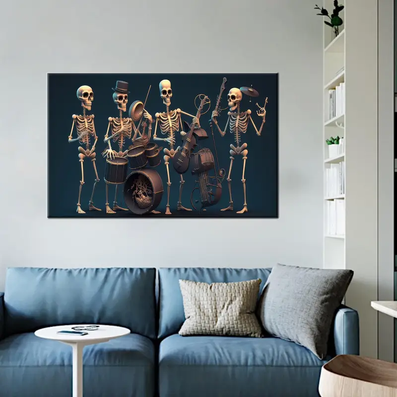 Modern Abstract Skull Printed Glass for Man Cave, Game Room