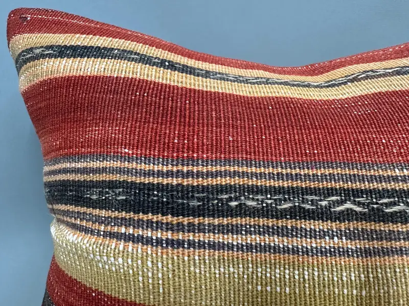 Vintage Kilim Throw Pillow, 18x18 Red Cushion Cover, Kilim Pillow Cover, Pillow Sham, Luxury Pillow Sham, Boho Pillow, Anatolian Pillow Case - 5