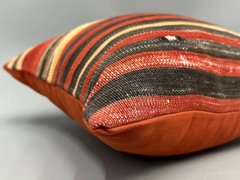 Vintage Kilim Throw Pillow, 18x18 Red Cushion Cover, Kilim Pillow Cover, Pillow Sham, Luxury Pillow Sham, Boho Pillow, Anatolian Pillow Case - 6