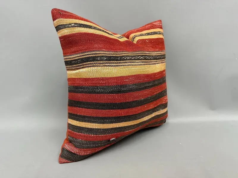 Vintage Kilim Throw Pillow, 18x18 Red Cushion Cover, Kilim Pillow Cover, Pillow Sham, Luxury Pillow Sham, Boho Pillow, Anatolian Pillow Case - 2