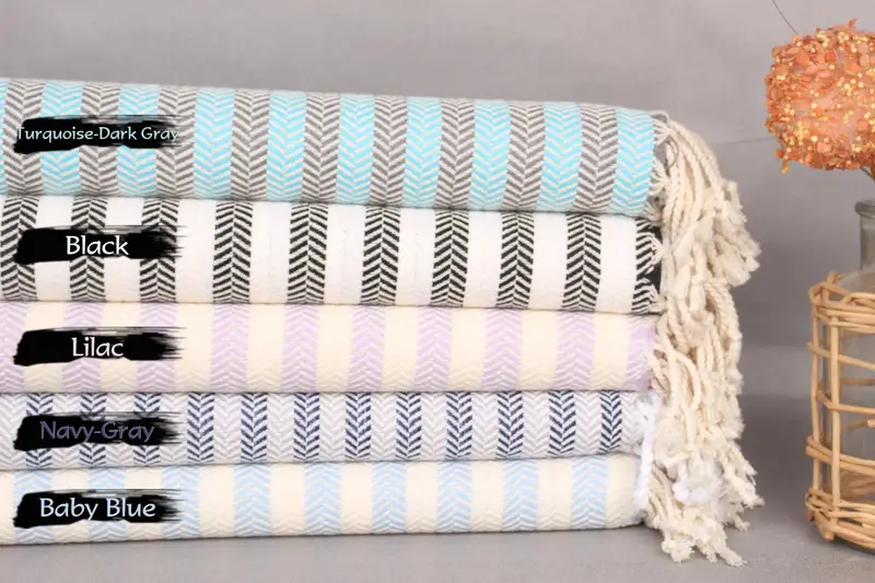 Handmade Gift, 70x40 Cotton Herringbone Towel, Monogram Beach Towel, Gift For Coworker, Wedding Gifts Towel, Bachelor Party Favors, Beach Towel Bulk - 2