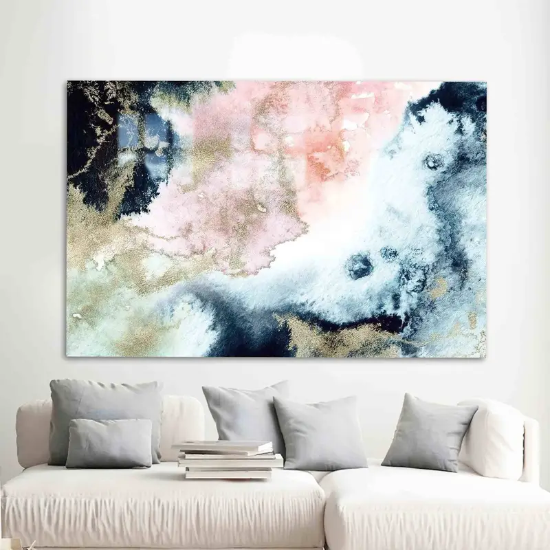 エレガントなプリントガラス: 現代的な黒と金の大理石のデザイン