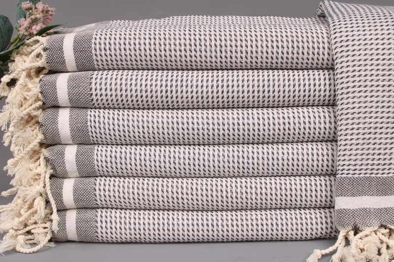 Personalized Turkish Towel Navy Geometric, Beach Towel, 36x71 Inches