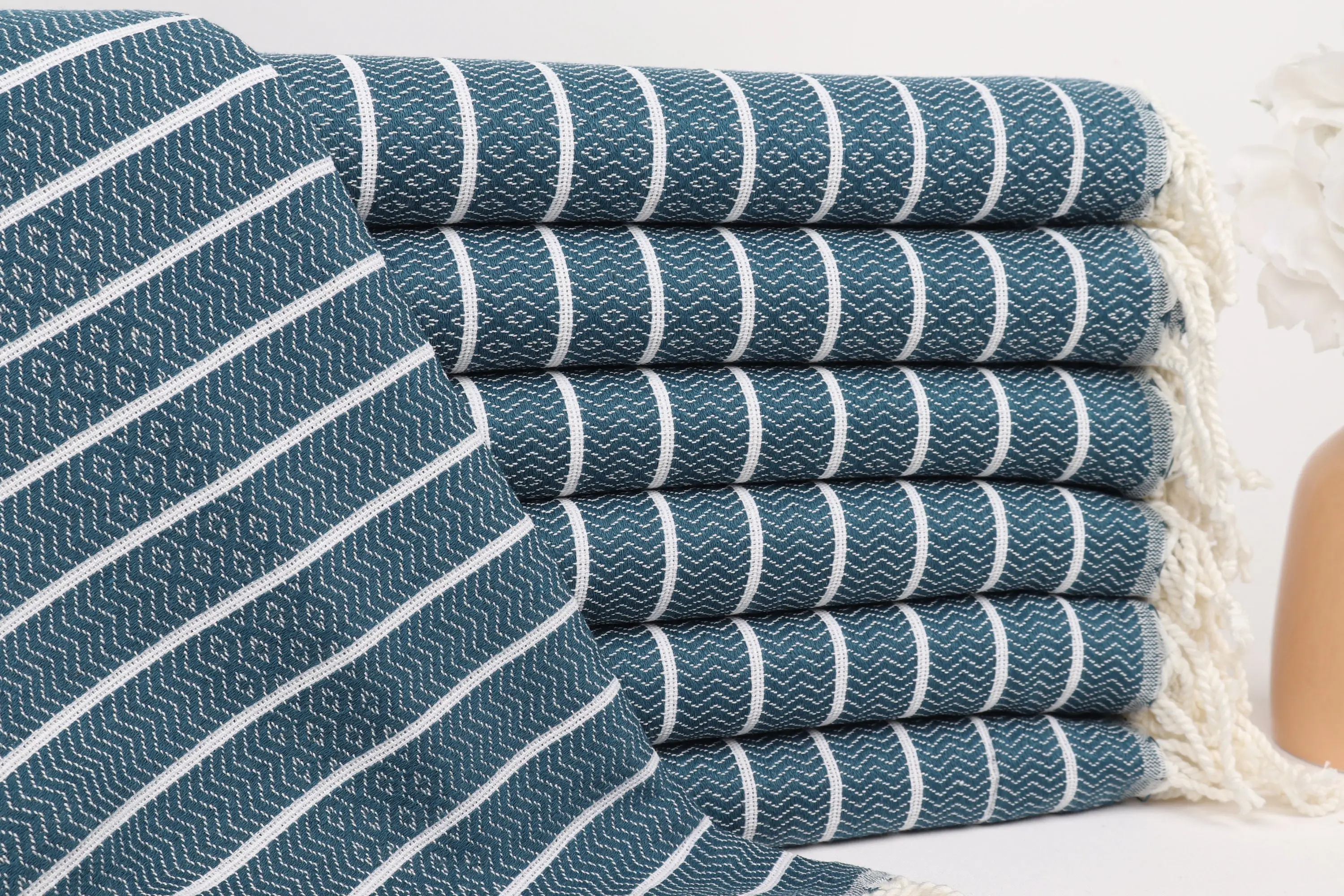 Custom Gift Petrol Blue Cotton Towel, Wedding Favor, 40x71 Inches - 1