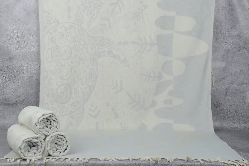 Turkish Towels Beach Light Gray Animal Print, 40x71 Inches