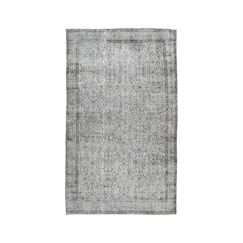 Turkish Large Rug, 5.3x9.2 ft Vintage Rug, Gray Check Wool Rug - 1